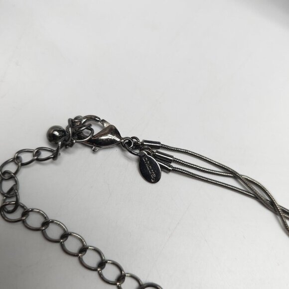 Chicos Silver Tone Multi-Strand Necklace With Textured Rhinestone Beads - Picture 4 of 5